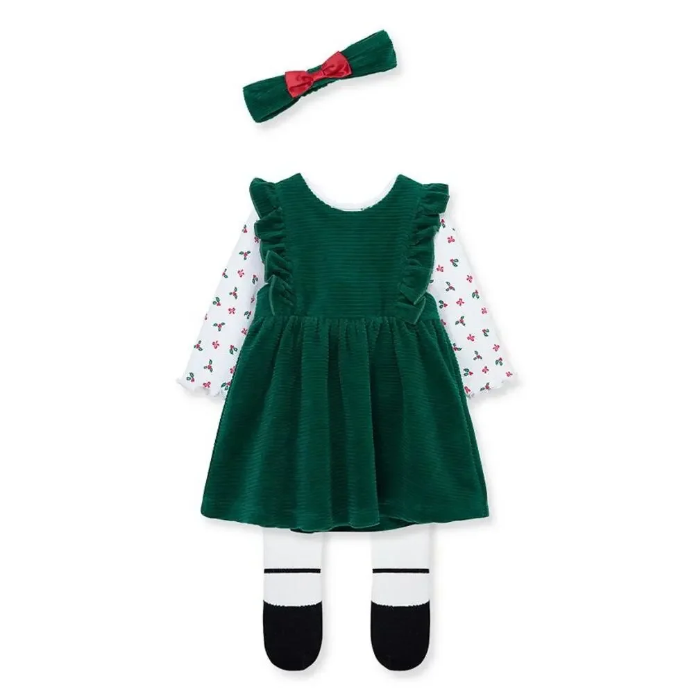 Little Me Baby Girls Holly Jumper T-shirt Headband Holiday Christmas Set 6 Month